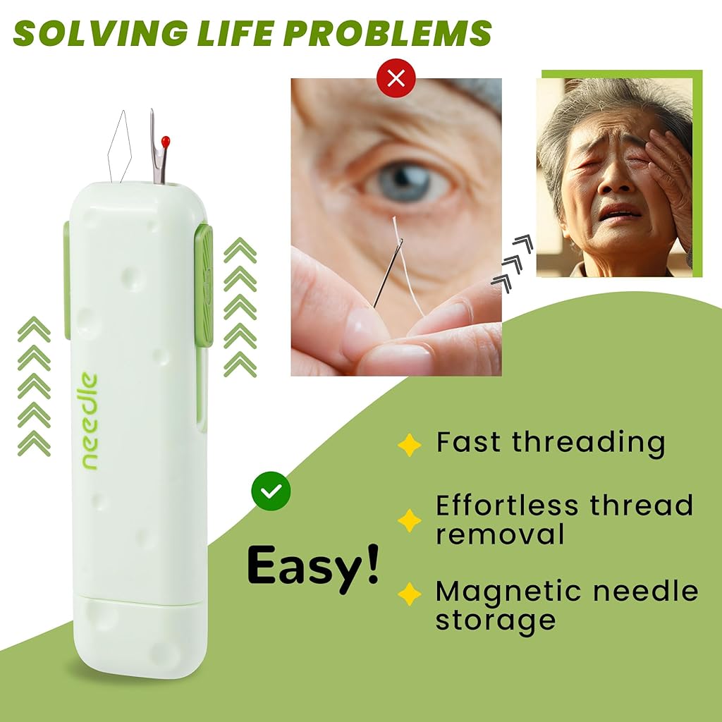 HASTHIP® 3 in 1 Threader Retractable Wire Loop Threaders, Seam Ripper with Needle Storage Case Compact Sewing Needle Accessory for Hand Sewing, Embroidery, and Crafts HASTHIP® 3 in 1 Threader Retractable Wire Loop Threaders, Seam Ripper with Needle Storage Case Compact Sewing Needle Accessory for Hand Sewing, Embroidery, and Crafts